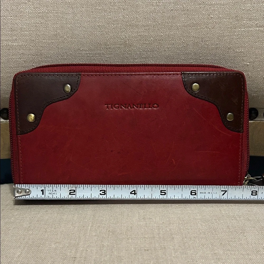 NWT Vintage Tignanello Red and Brown Leather Wallet